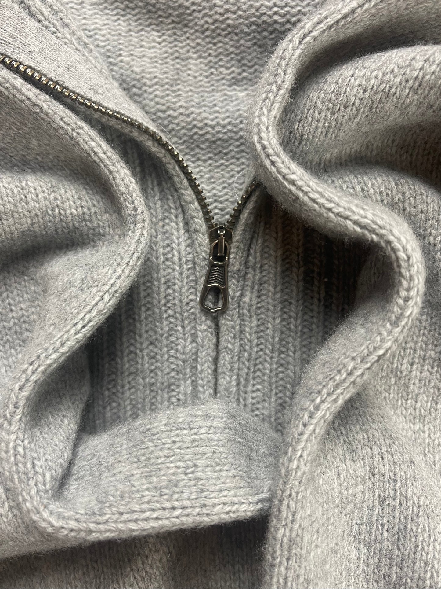 Diesel Ribbed Wool Heather Grey Zip Up Sweater