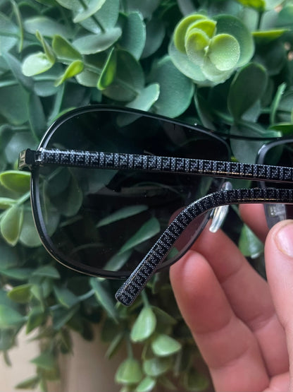 Fendi Zucca Monogram FF Black Aviator Sunglasses