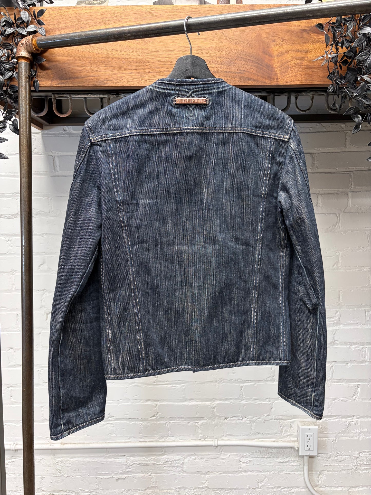 Vintage Jean Paul Gaultier Pour Homme Collarless Denim Jacket