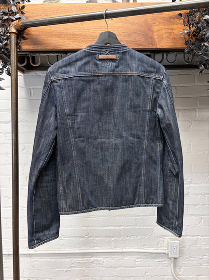 Vintage Jean Paul Gaultier Pour Homme Collarless Denim Jacket