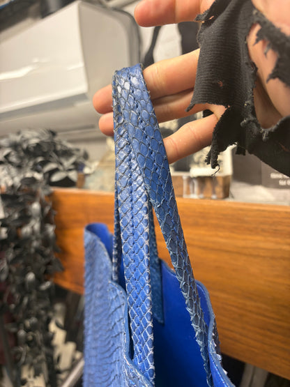 Celine Blue Python Leather Snakeskin Hide Tote Bag