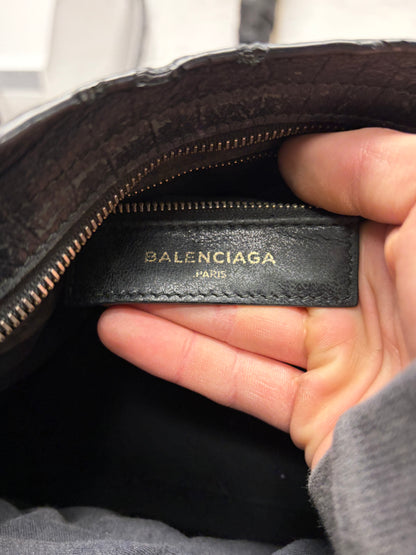 Balenciaga Embossed Croc Leather ‘City’ Classic Black Bag