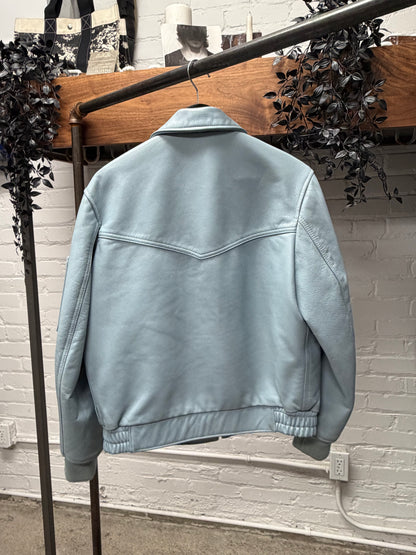 AW2019 Supreme x Schott Baby Blue Leather Bomber Jacket