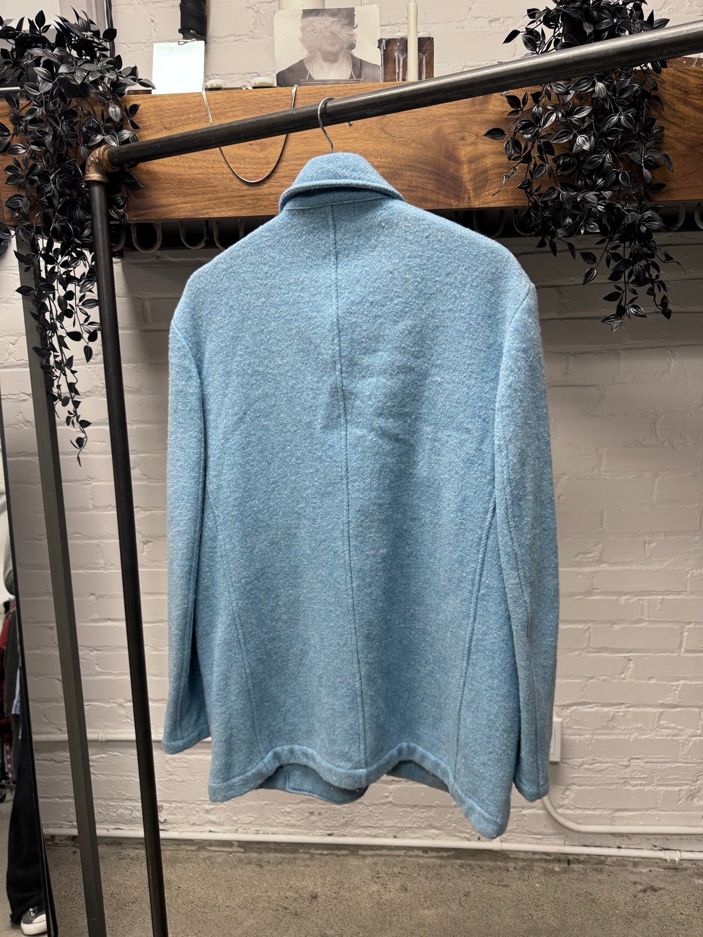 Vintage 90s Yohji Yamamoto Pour Homme Mainline ‘Baby Blue’ Wool Coat