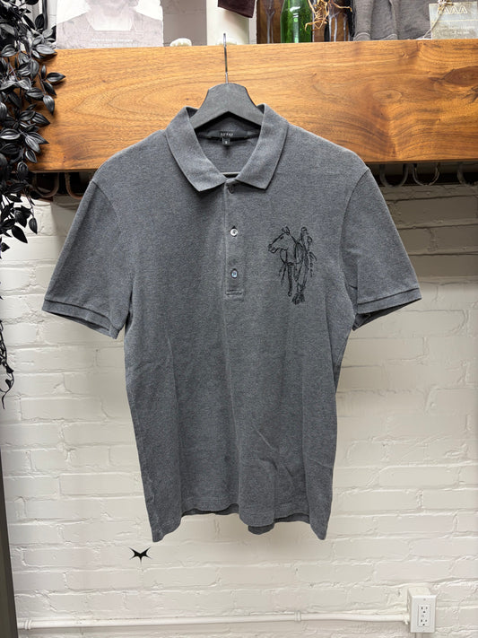 Gucci ‘Polo Horse’ Embroidered Logo Grey Cotton Polo