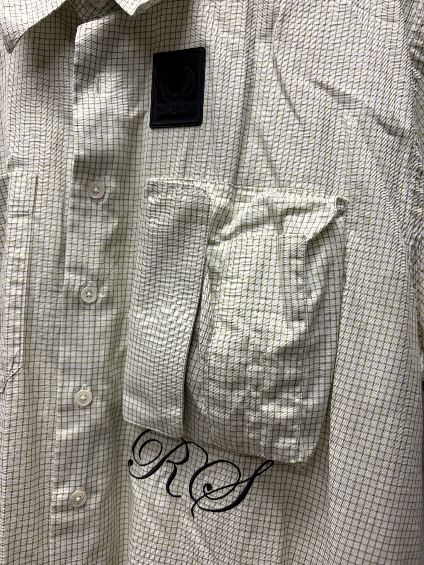 SS2019 Raf Simons x Fred Perry Cargo Pocket Gingham Short Sleeve Button Up Shirt
