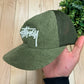 Stussy Corduroy Sage Green/White Strapback Logo Hat