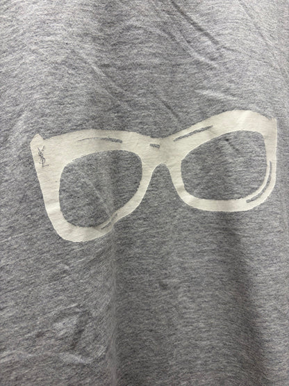 Vintage Yves Saint Laurent ‘Glasses’ YSL Logo Grey/White Graphic T-Shirt