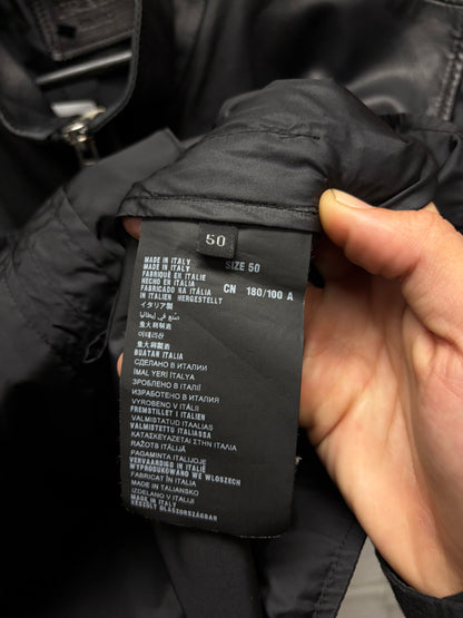 Prada Black Lambskin Leather/Nylon Hybrid Jacket