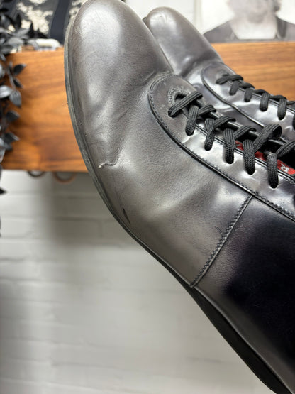 AW2007 Prada Gradient Grey/Midnight Black Leather Low Top Sneakers