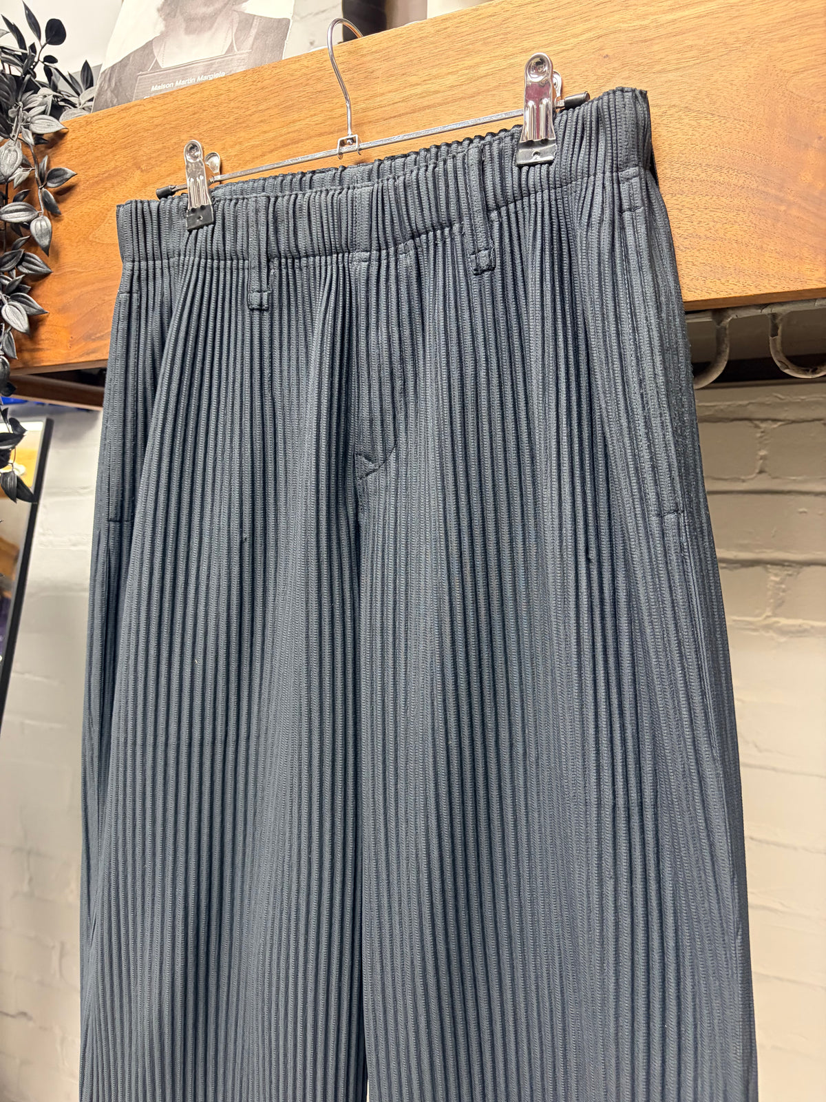 Issey Miyake ‘Homme Plisse’ Dark Grey Pleated Straight Cut Trousers