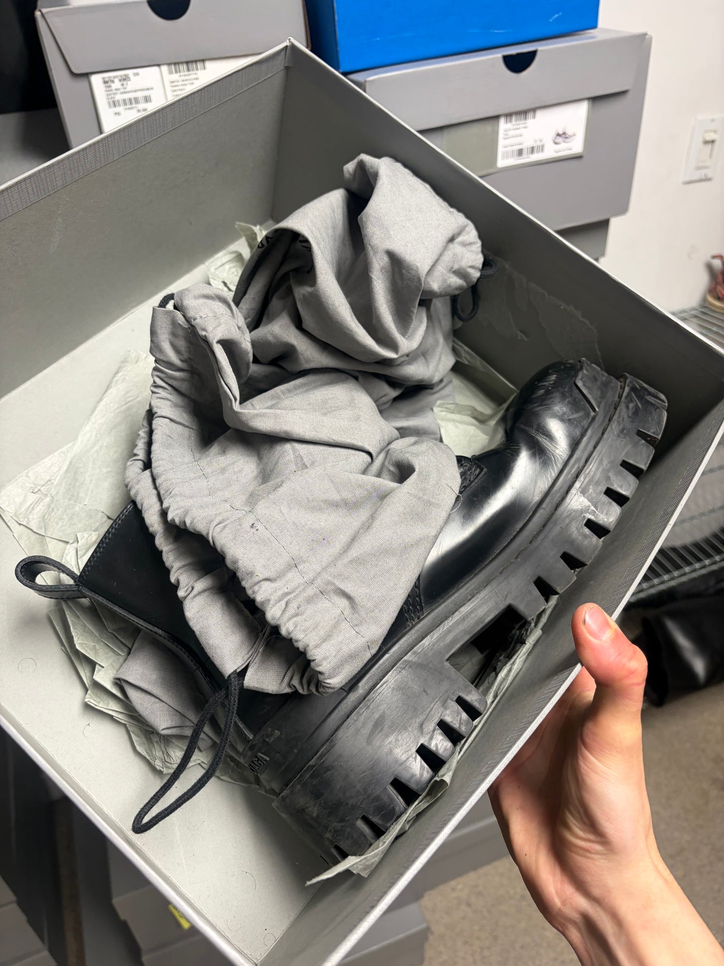 Balenciaga ‘Strike’ Black Patent Leather Combat Boots