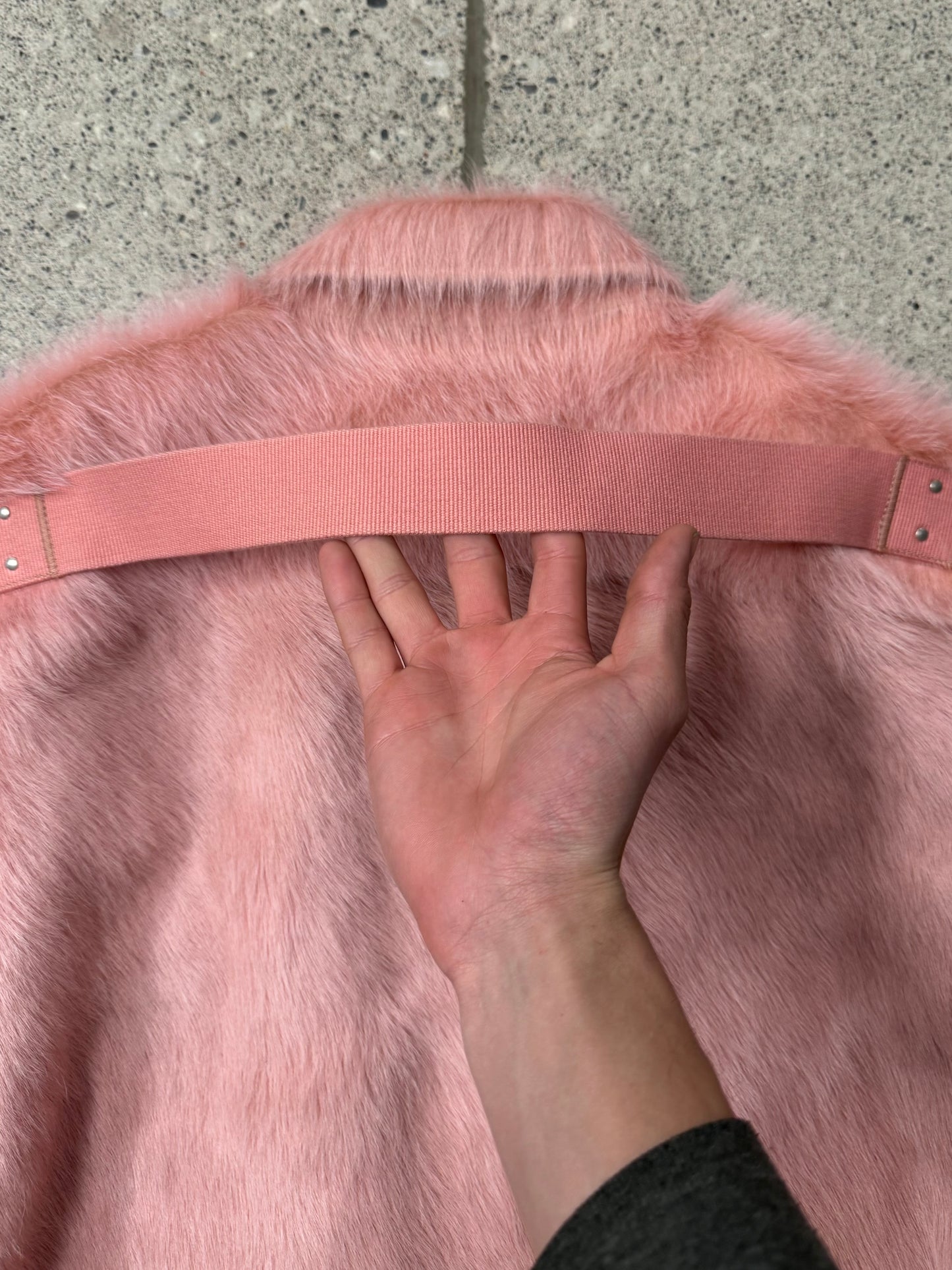 AW2022 Rick Owens ‘Strobe’ Pink Pony-Hair Jacket