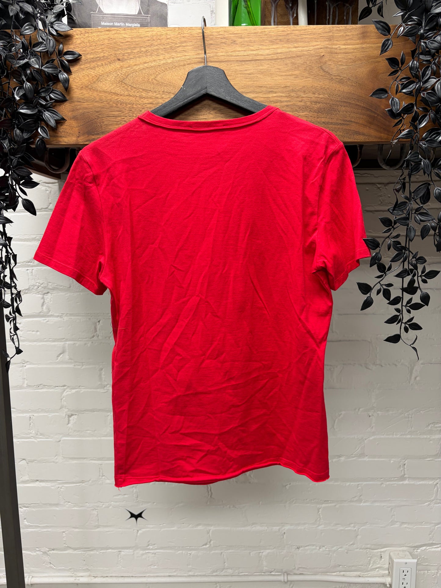 Alexander McQueen ‘Bird of Paradise’ Fringe Embroidered Red Short Sleeve T-Shirt