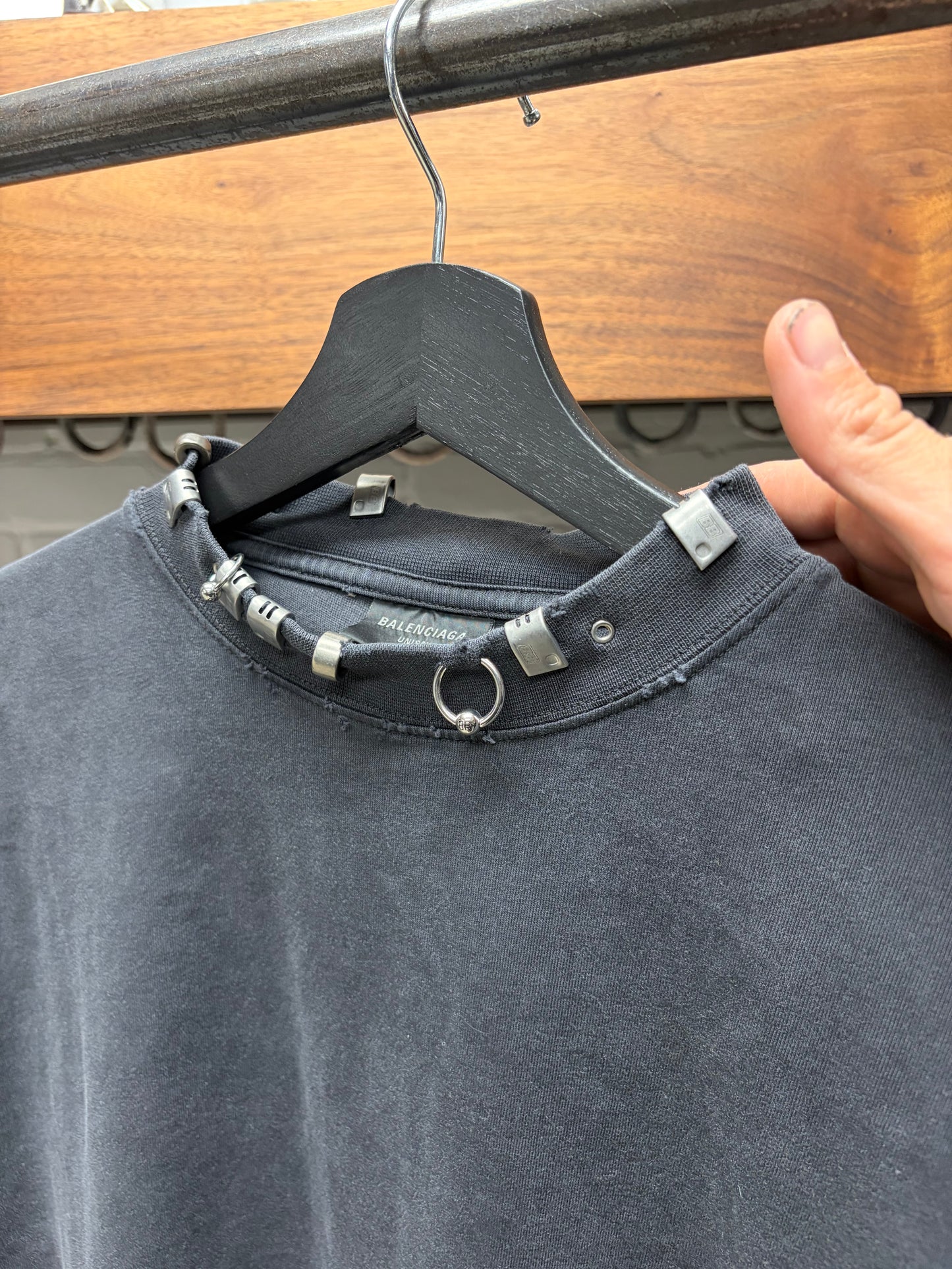 AW2024 Balenciaga ‘Piercing’ Black Oversized T-Shirt