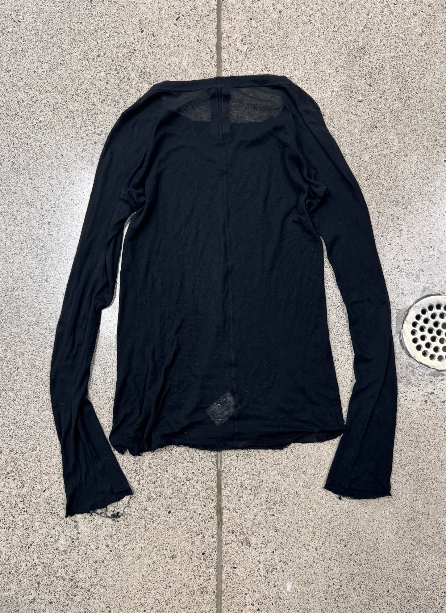 SS2008 Rick Owens ‘Creatch’ Sheer Black Long Sleeve Shirt