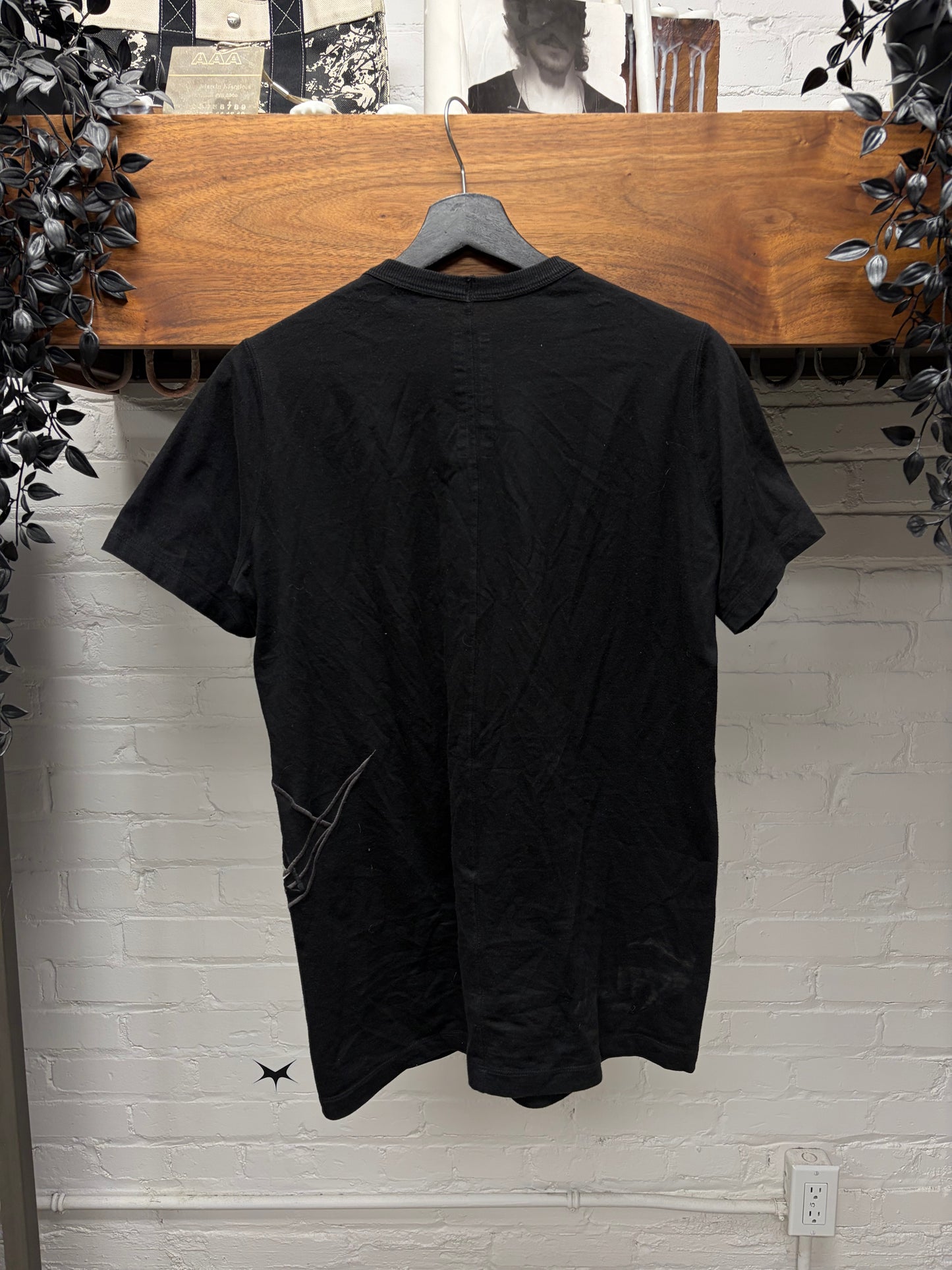 SS2019 Rick Owens ‘Geometric’ Embroidered Black Logo T-Shirt