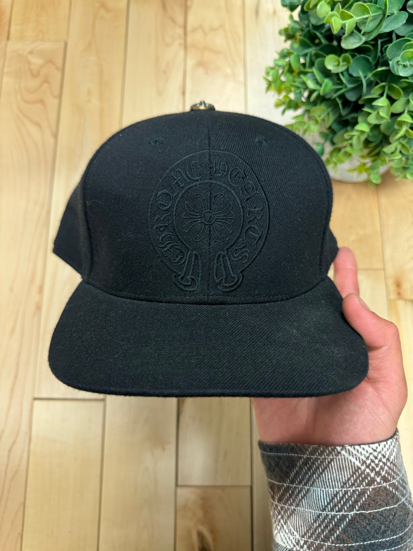 Chrome Hearts 925 Silver ‘Horseshoe’ Logo Black Fitted Hat