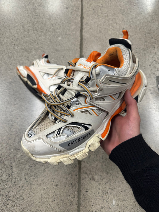 Balenciaga White/Orange Track Runner Sneakers