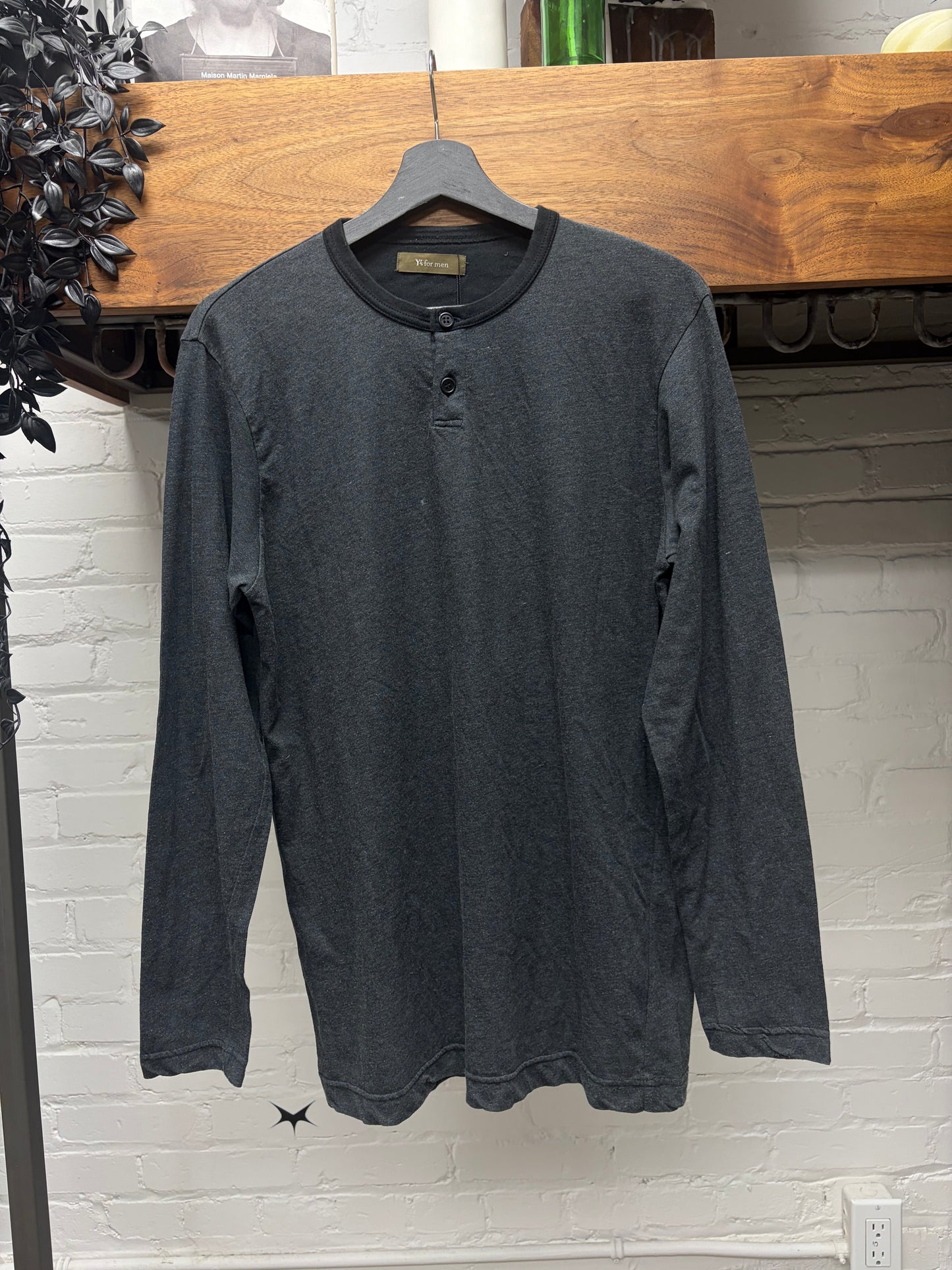 Yohji Yamamoto ‘Y’s’ Black/Grey Henley Long Sleeve Shirt