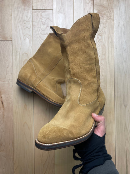 Maison Margiela Pointed Toe Brown Suede Western Boots