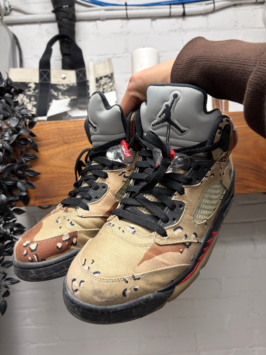 Supreme x Jordan 5 ‘Desert Camo’ Leather High Top Sneakers