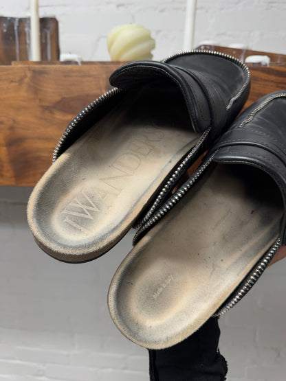 J.W. Anderson ‘Zipper Track’ Leather Slip On Mules