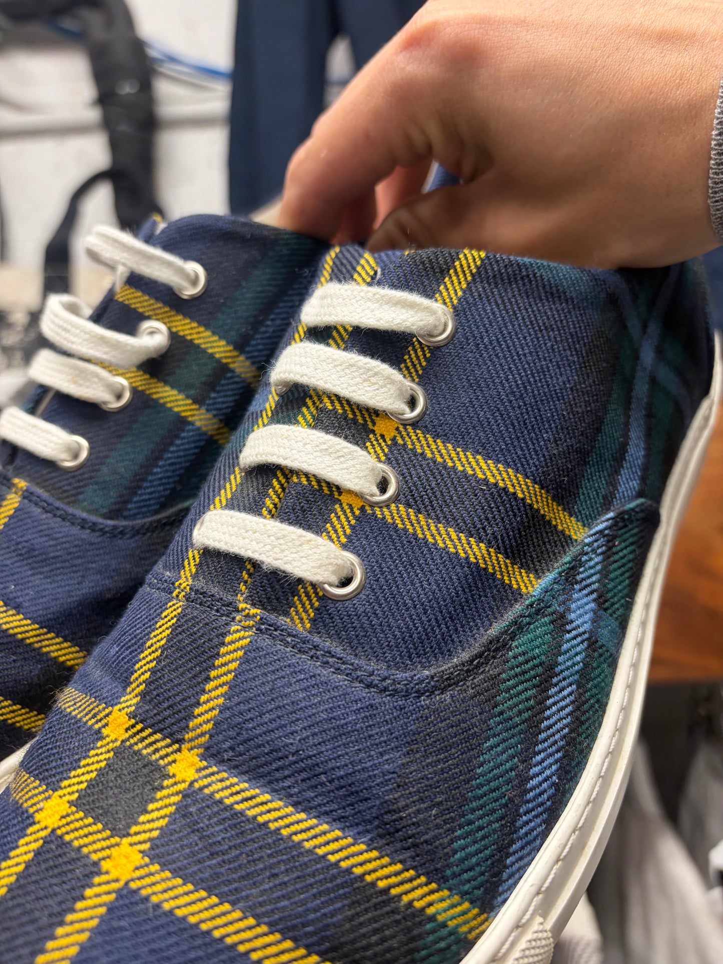 Comme Des Garçons Shirt Tartan Plaid Canvas Low Top Sneakers