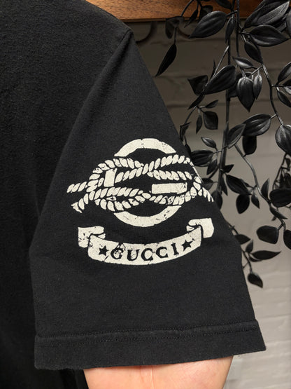 2008 Gucci Sun Faded Black ‘Anchor G Logo’ Short Sleeve Henley