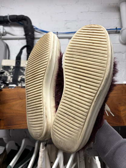 Rick Owens Oxblood Pony Hair ‘Ramones’ Low Top Sneakers