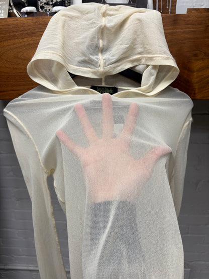 AW2004 Jean Paul Gaultier ‘Maille’ Mesh Hoodie with Lace Trim