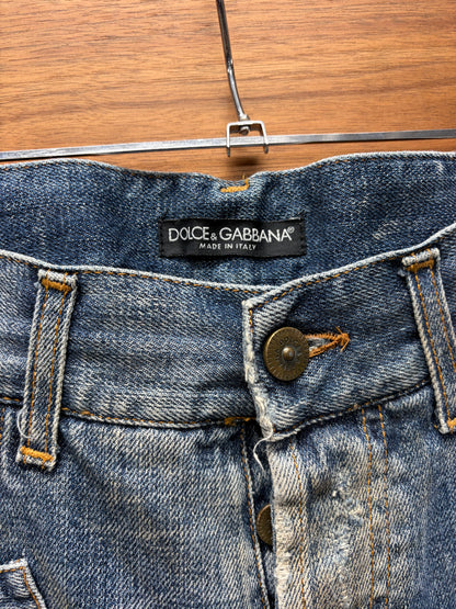 2000s Dolce & Gabbana ‘Horsebit’ D&G Logo Mudwash Blue Denim
