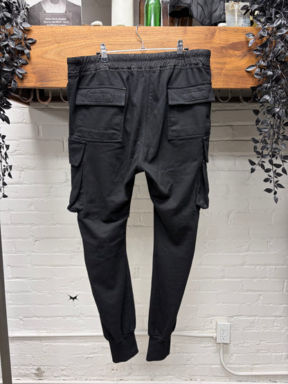 Rick Owens ‘Cargo Jogger’ Black Slim Cut Drawstring Sweatpants