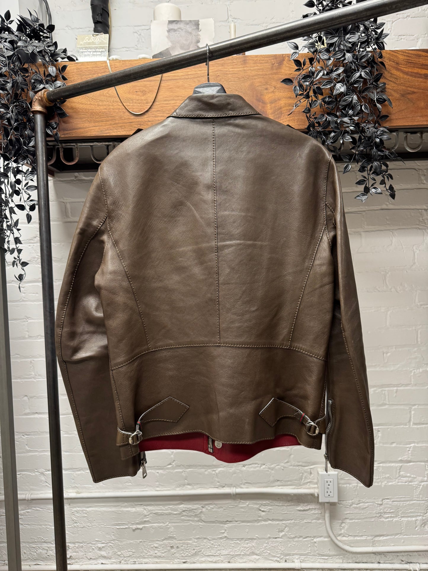 Gucci by Tom Ford Military Inspired Brown Lambskin Leather Field Jacket