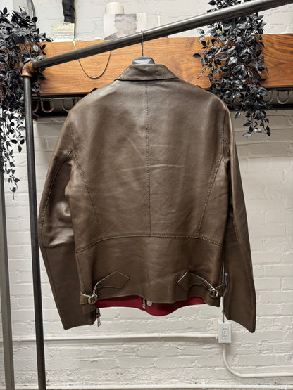 Gucci by Tom Ford Military Inspired Brown Lambskin Leather Field Jacket