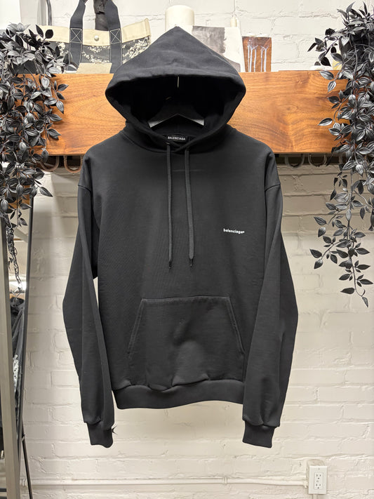 2018 Balenciaga ‘Minimal Logo’ Black Pullover Hoodie