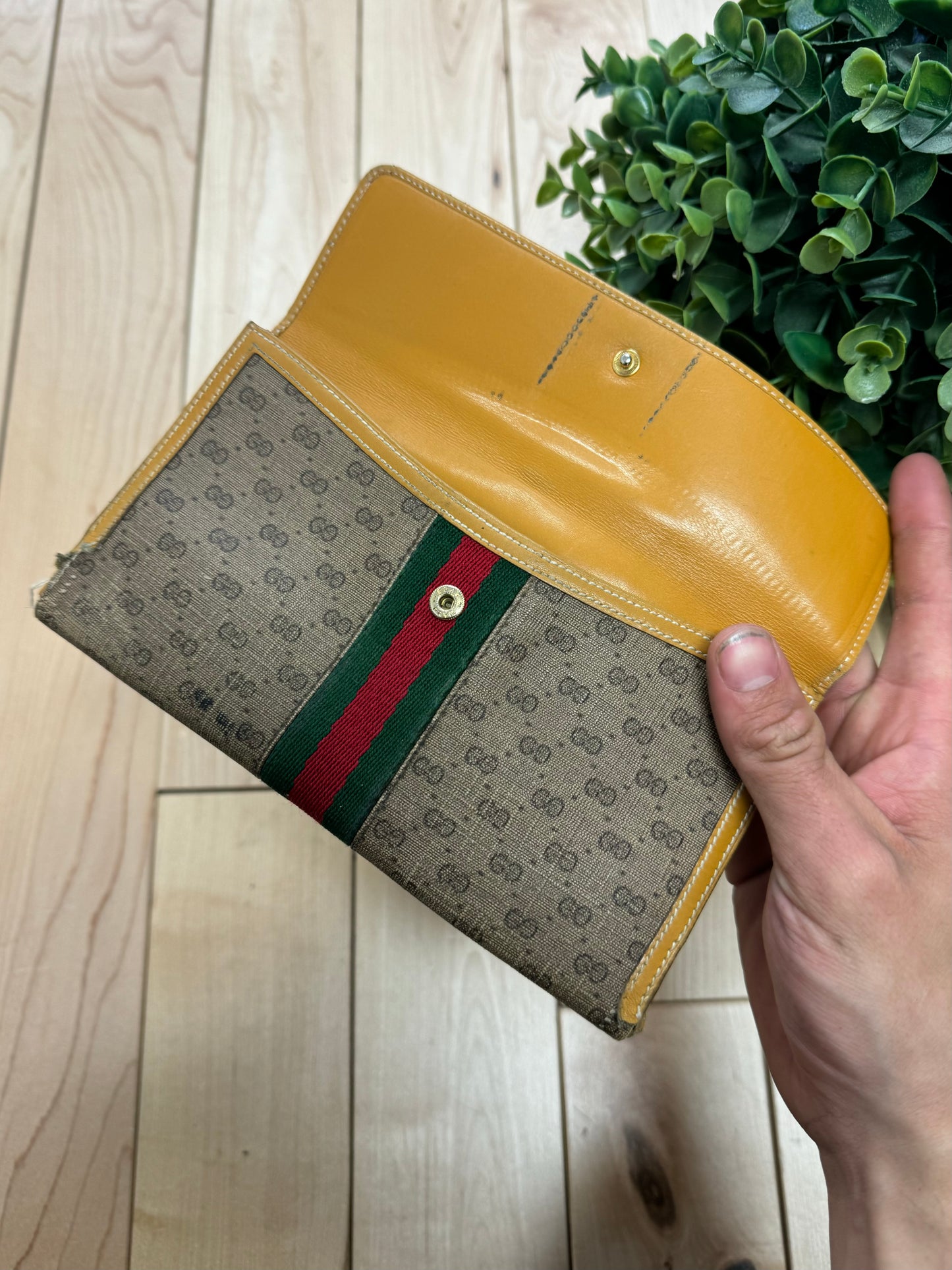 Vintage 1990s Gucci ‘GG’ Monogram Long Leather Wallet