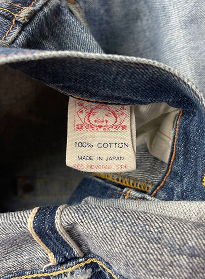 Evisu N02 Hand Painted Gull Logo Light Wash Wide Cut Denim