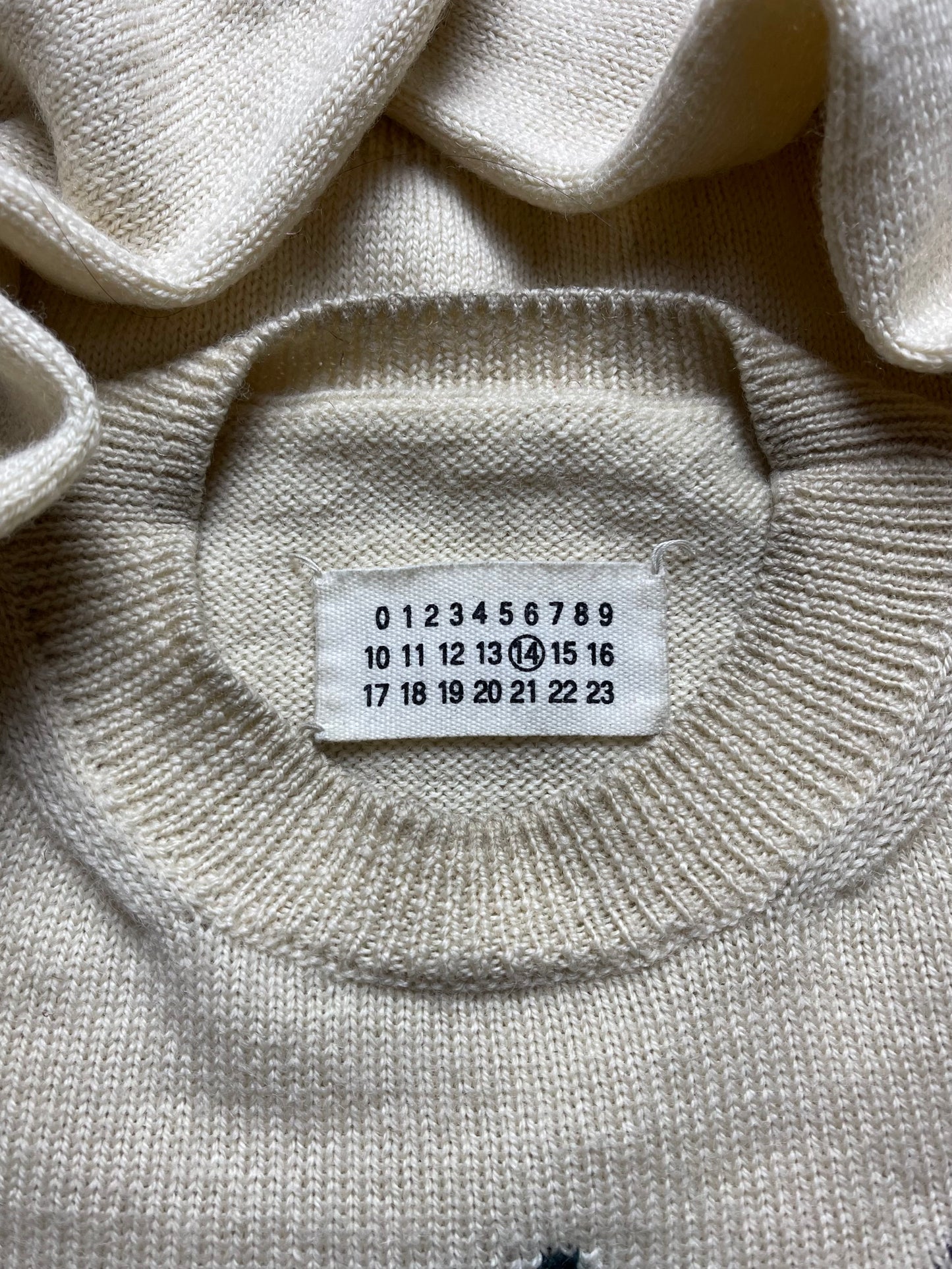 Margiela Cream White Diamond Knit Sweater