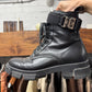 Givenchy ‘Terra’ Black Leather Buckle Combat Boots