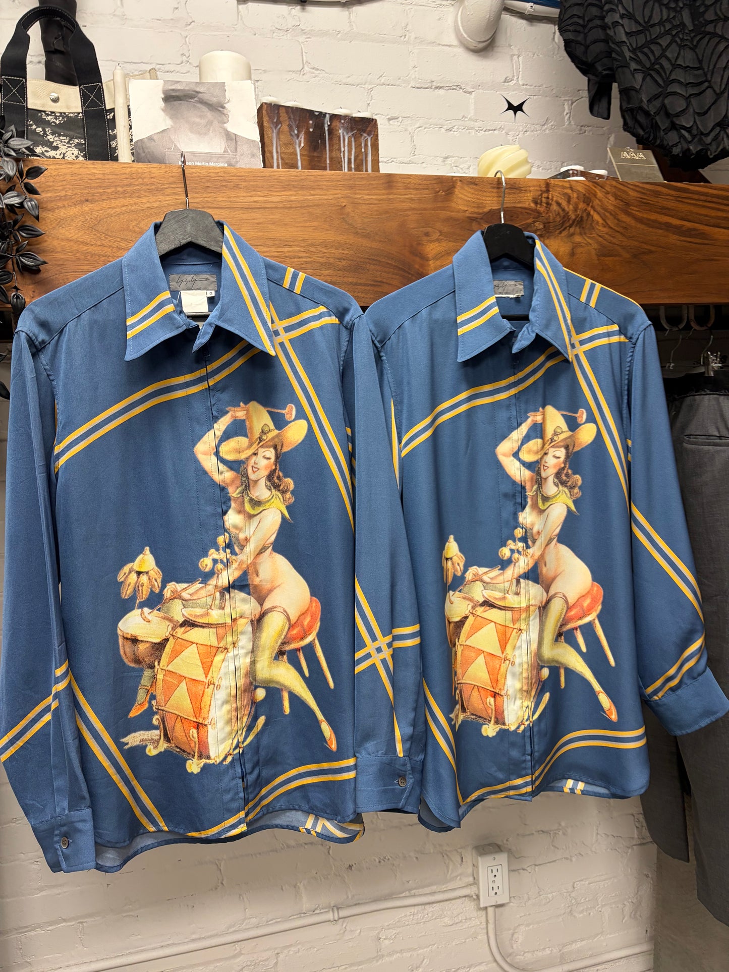AW2001 Yohji Yamamoto Pour Homme ‘Pin-Up Girl’ Concertina Zip-Up Collared Shirt