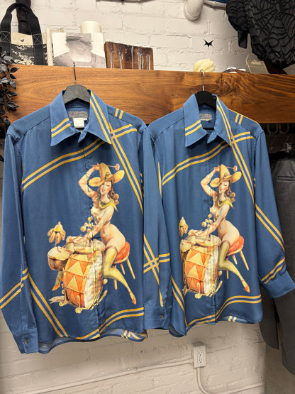 AW2001 Yohji Yamamoto Pour Homme ‘Pin-Up Girl’ Concertina Zip-Up Collared Shirt