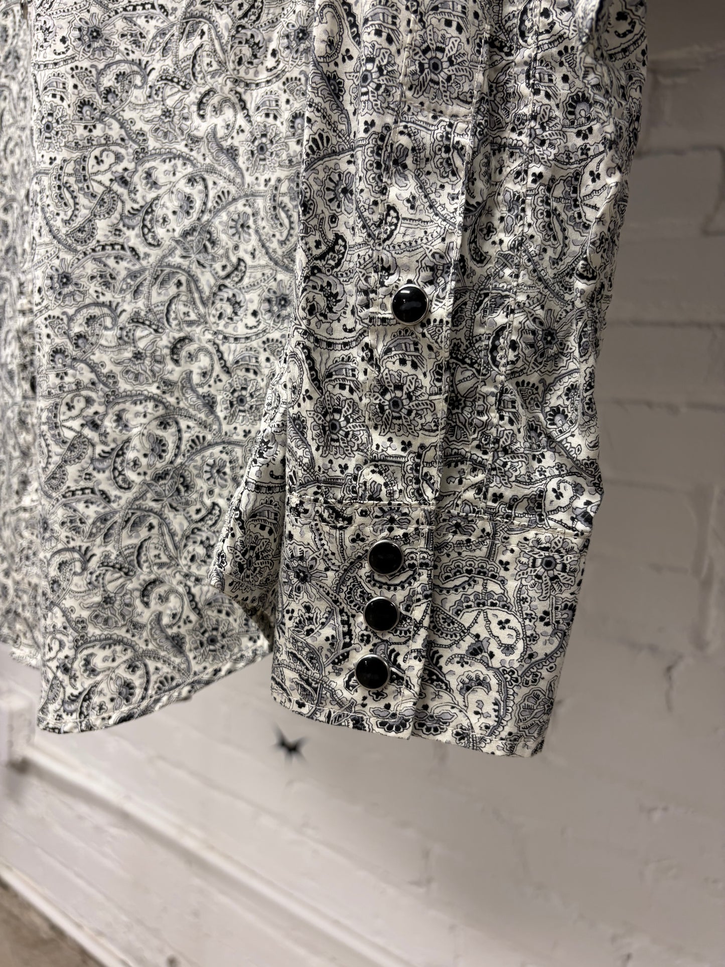 2016 Saint Laurent by Hedi Slimane ‘White Paisley’ Western Button Snap Shirt