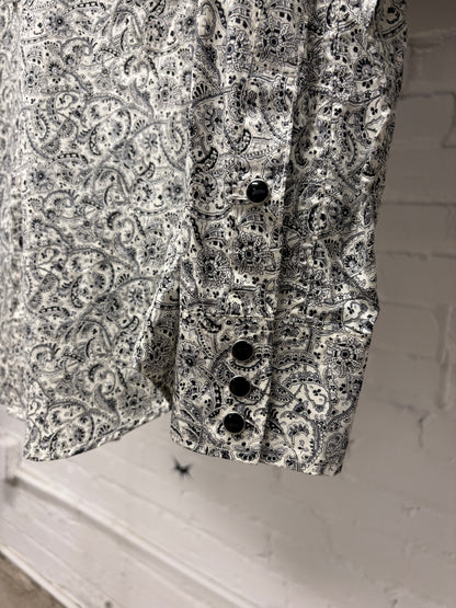 2016 Saint Laurent by Hedi Slimane ‘White Paisley’ Western Button Snap Shirt