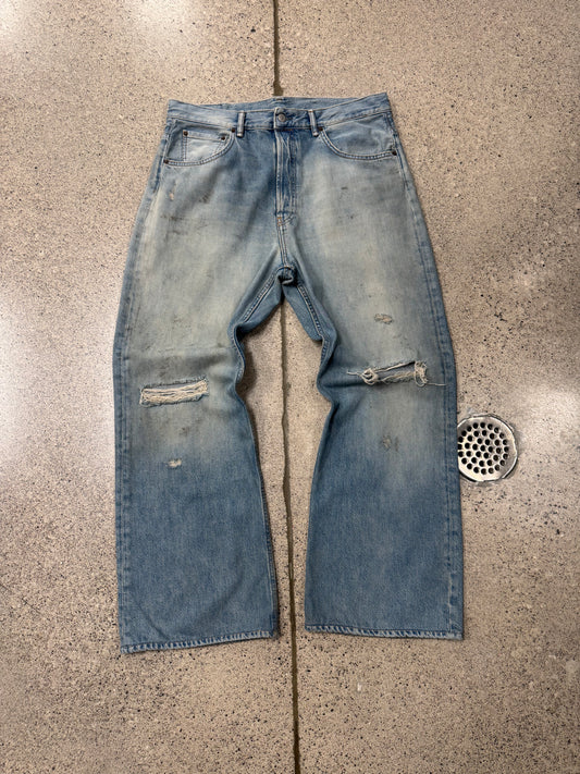 2021 Acne Studios ‘Dirt Wash’ Blue Flared Cut Denim