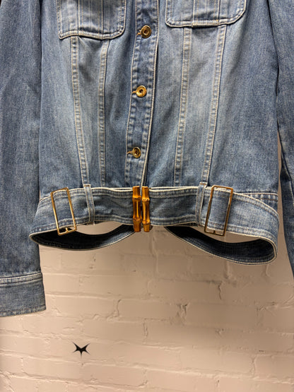 SS2004 Gucci by Tom Ford ‘Bamboo Belted’ Blue Denim Jacket with Bondage Lace Back Detailing