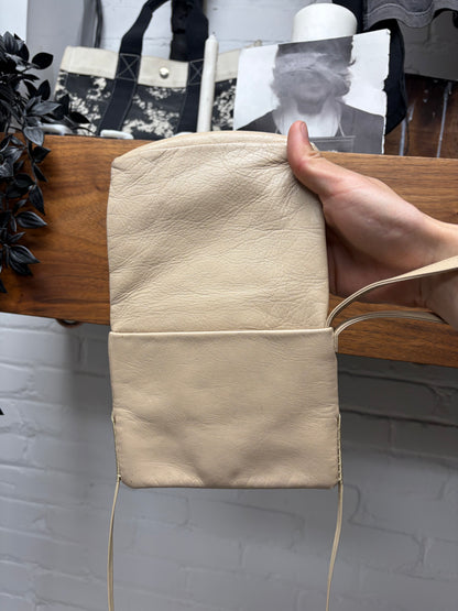 Helmut Lang Cream Lambskin Leather Wristlet/Crossbody Bag