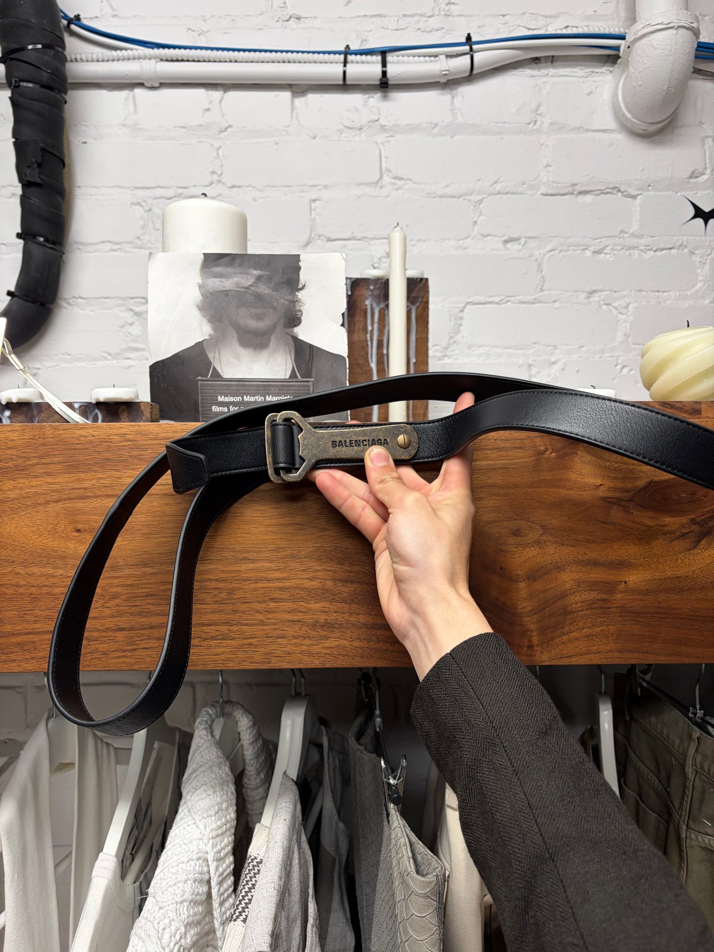 Balenciaga ‘Bottle Opener’ Black Leather Belt