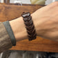Maison Margiela ‘Braided’ Brown Leather Snap Bracelet