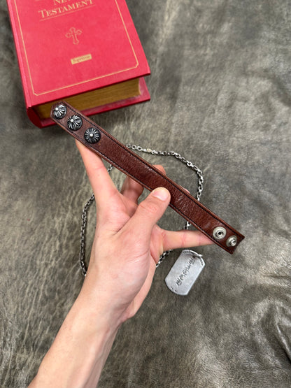 Chrome Hearts Leather ‘Cross Ball’ Trio 925 Silver Leather Bracelet